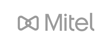 Mitel logo in grey color