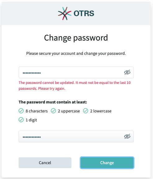 OTRS Password Requirements