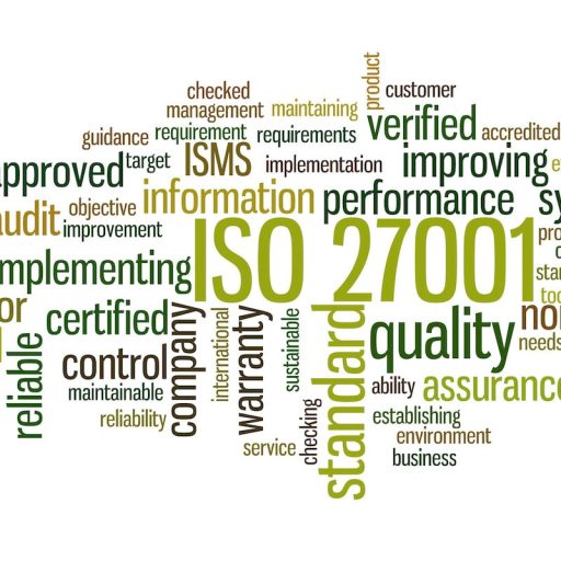 ISO 27001 - Information security management, word cloud concept on white background.