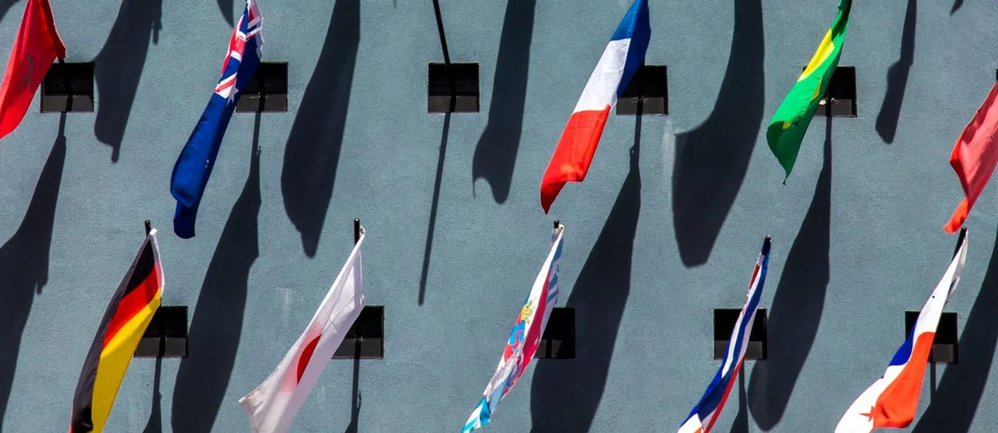 Flags on a wall