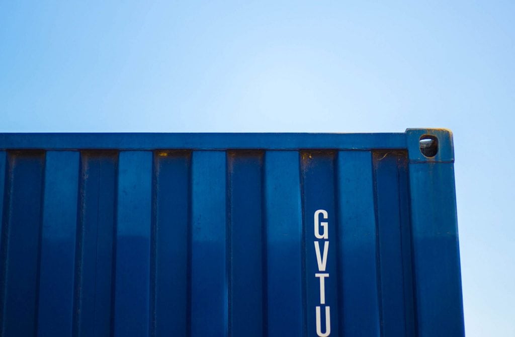 blue shipping container