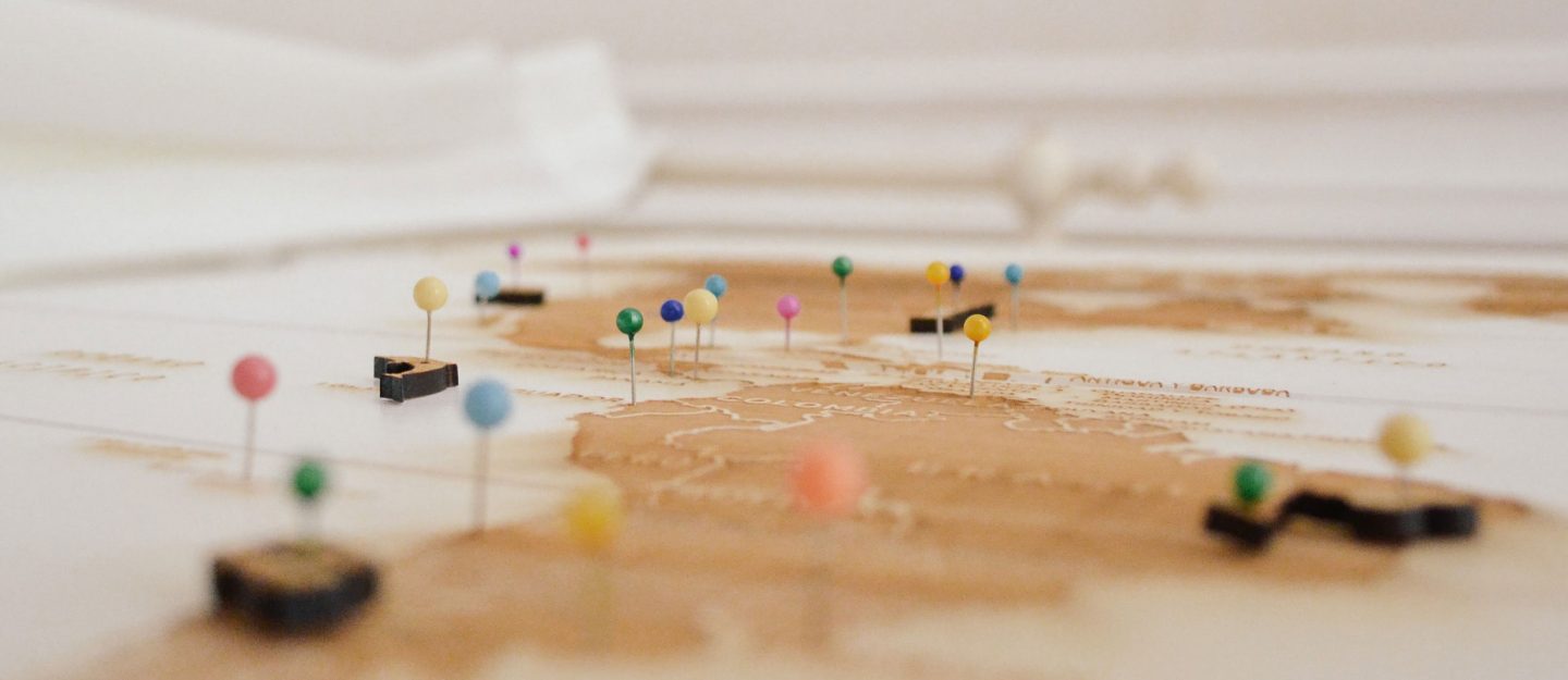 map with colorful pins